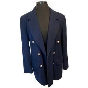 Vintage Pendleton 100% Virgin Wool Blazer Coat Navy Metallic Buttons